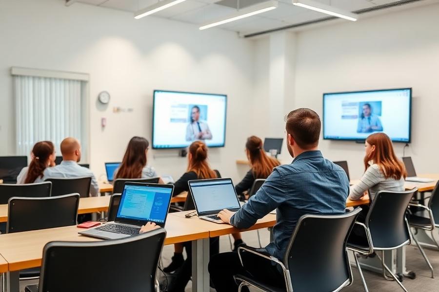 Professional training institute classroom scene