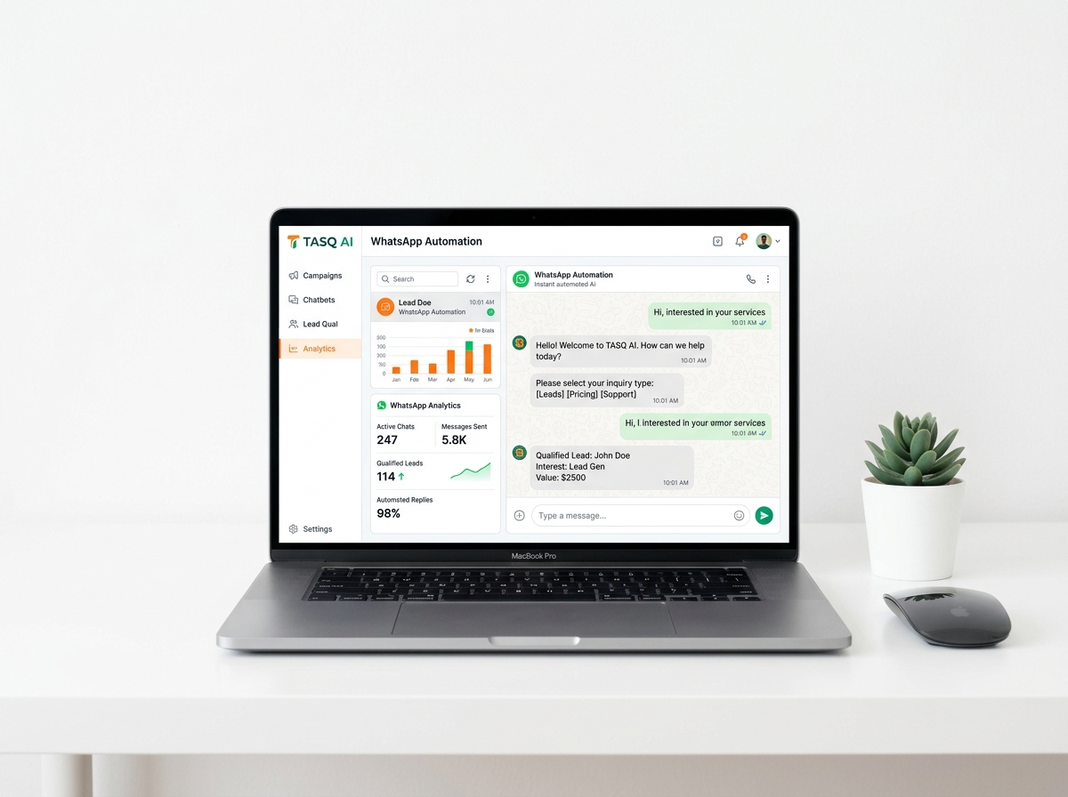 TASQ AI WhatsApp Conversation and Chatbot Preview